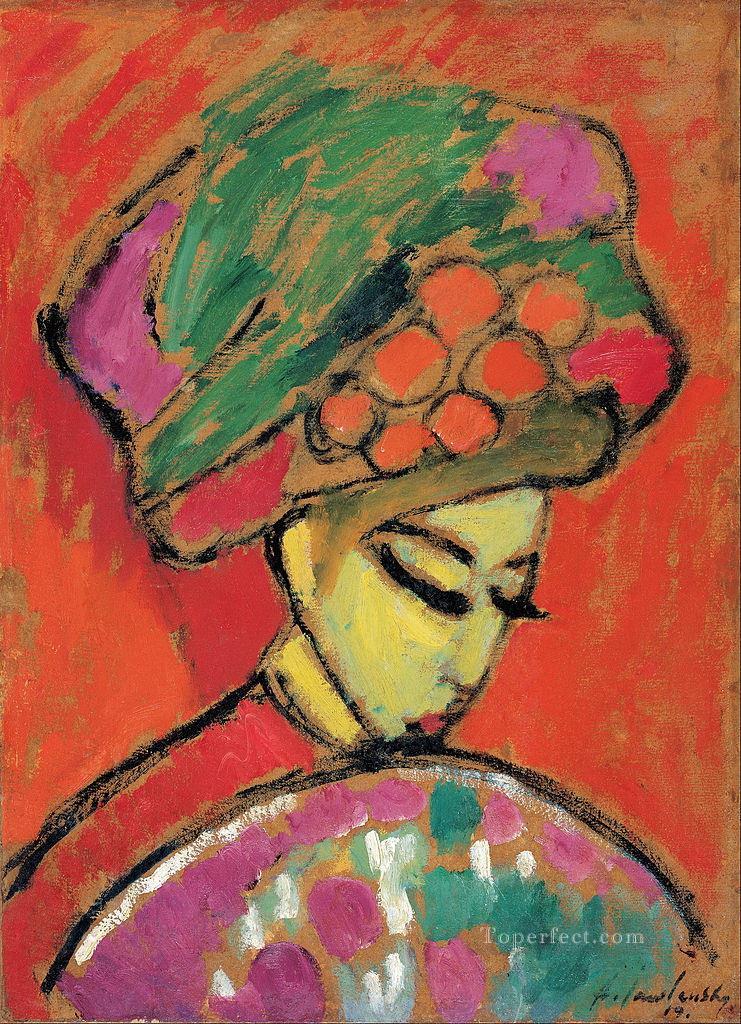 花柄の帽子をかぶった少女 1910年 アレクセイ・フォン・ヤウレンスキー 表現主義油絵